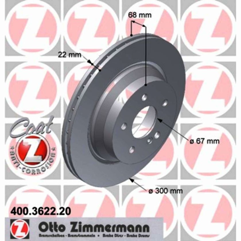 x2 ZIMMERMANN REAR Brake Disc Rotor for Mercedes 250 320 350 400 500