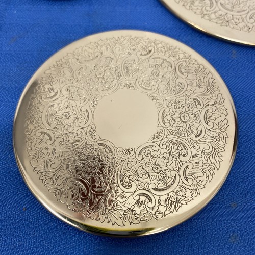 Queen Victoria Silver Plated Drink Coasters Vintage Set Of 6 Classic Engraved - Picture 4 of 11