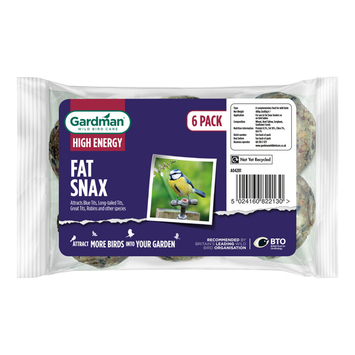 Gardman No Nets Fat Snax For Wild Birds - 6 Pack