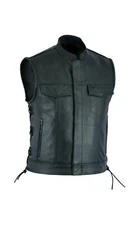 SOA Men's Leather Vest Anarchy Motorcycle Biker Club Concealed Carry Outlaws