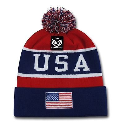 American Flag Chicken Rooster Men Women Knit Hats Stretchy & Soft Ski Cap Beanie 