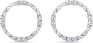 Authentic 1/4ct Natural White Diamond Geometric Drop Earrings For Women's 14k Gold Plated