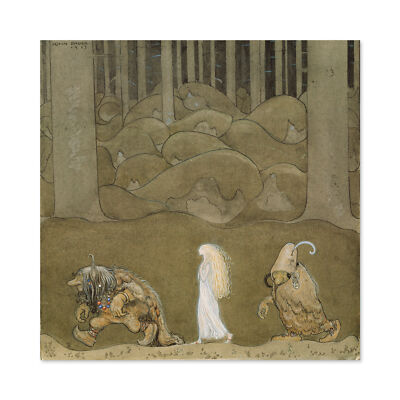 John Bauer Prinzessin Trolls Buch großer Druck 61x61 cm