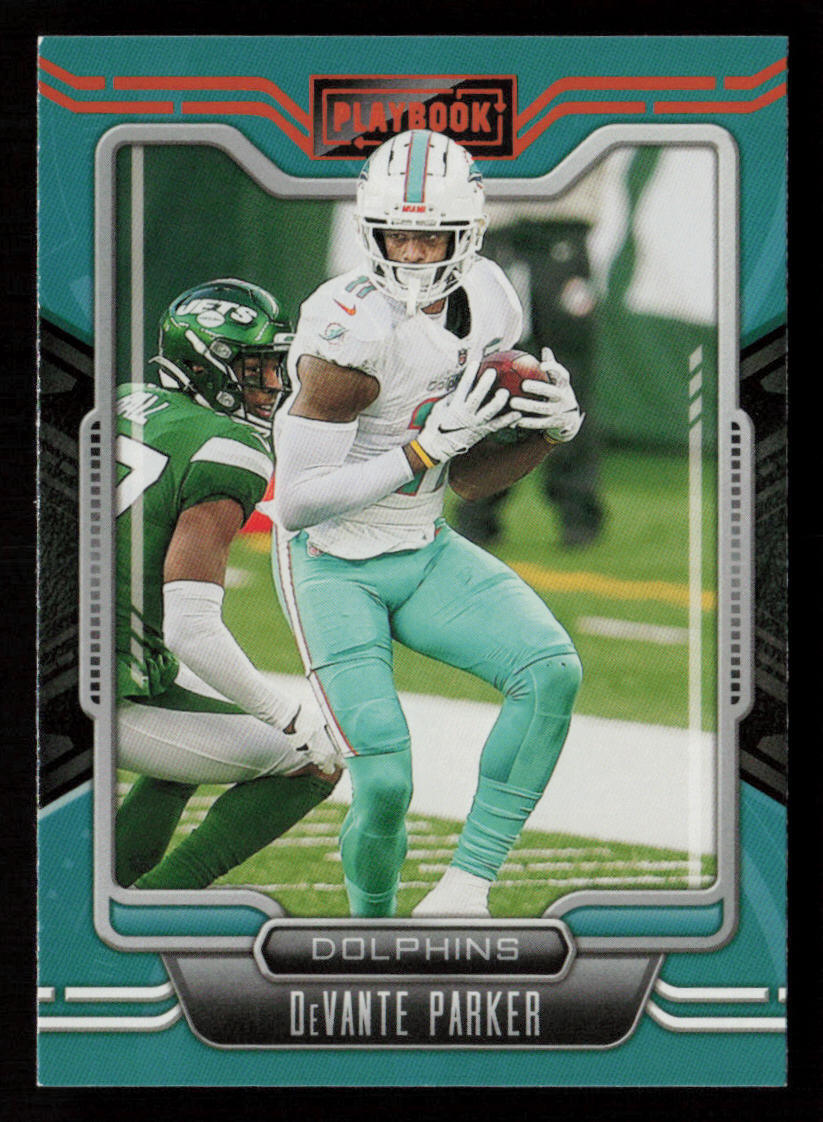 2021 Panini Playbook #73 DeVante Parker Orange Miami Dolphins Football Card