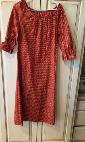 Vintage Red Calico Cotton Maxi Dress / 38” Bust Me