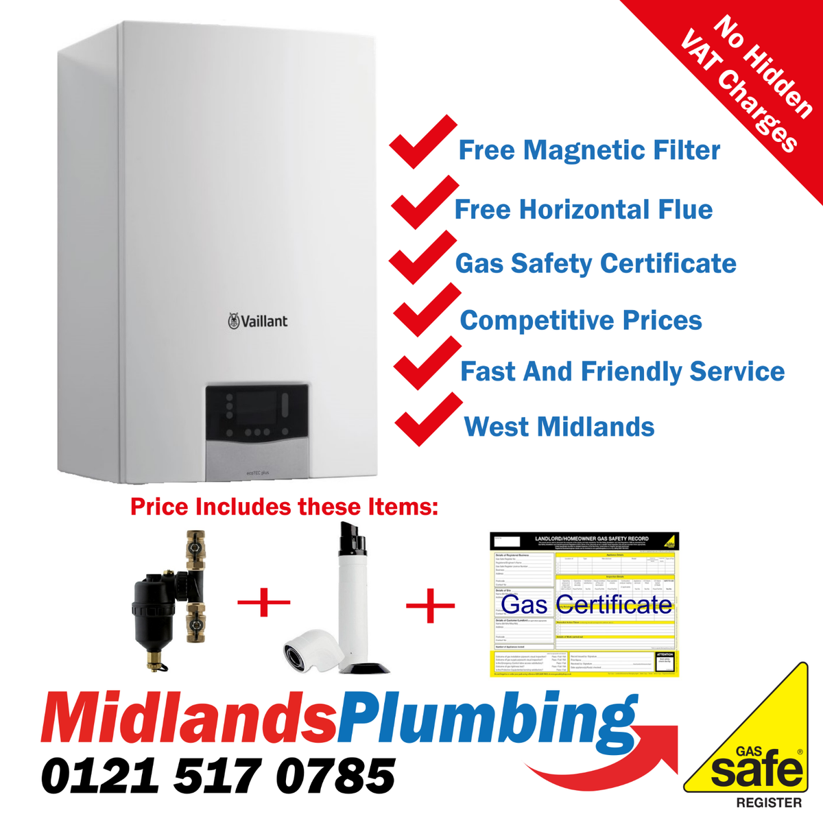 Vaillant ecoTEC Plus 635 35kW System Boiler Supplied Fitted