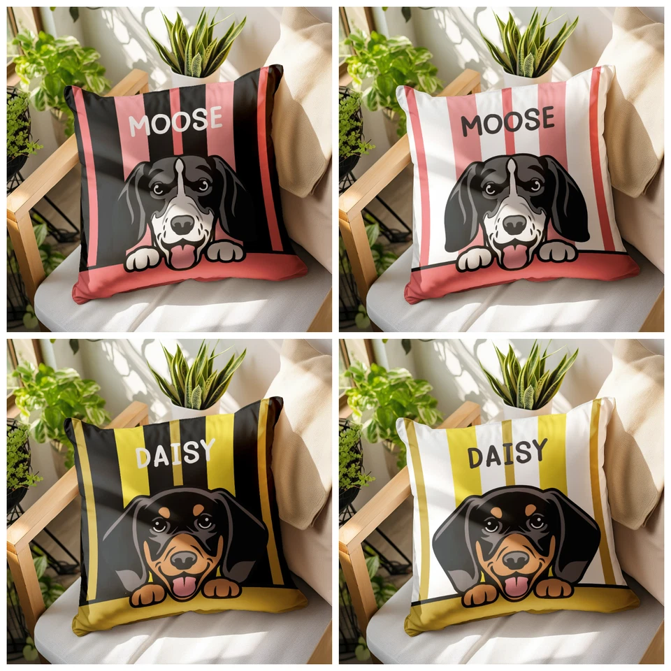 Personalised Pet Portrait Cushion Cover - Custom Dog Pillow Case with Name - Image 2 of 4