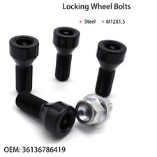 4x Car Locking Wheel Bolts Lug Nuts M12x1.5 For BMW E81 E87 E90 E61 #36136786419