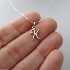 Tiny Letter K Necklace 925 Sterling Silver Name Small Initial K Charm Gift 
