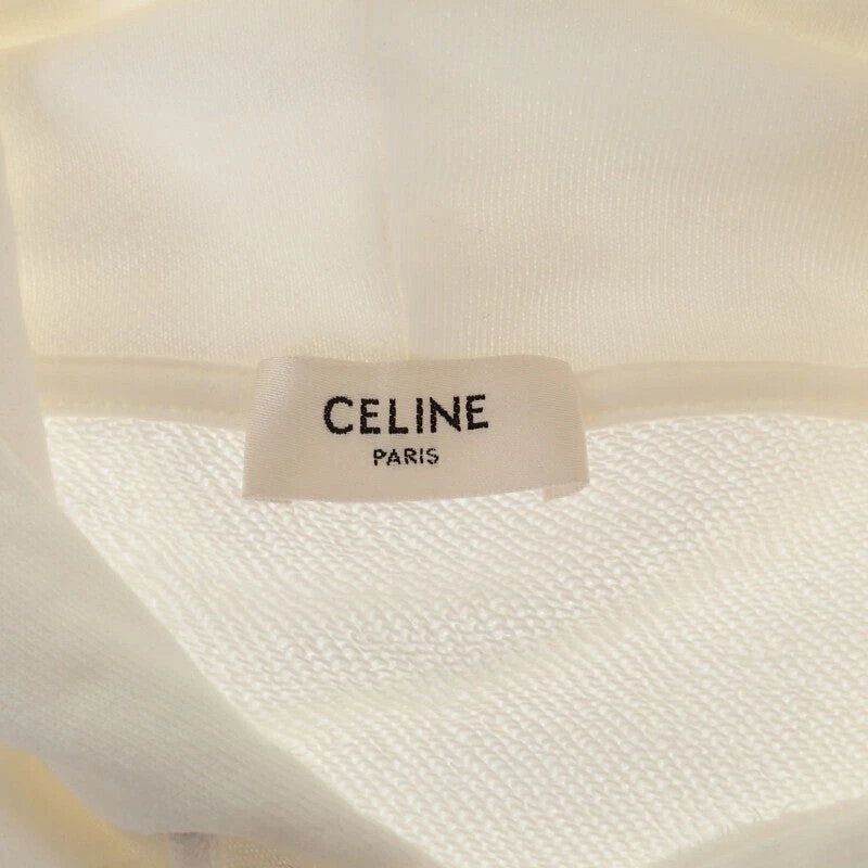 CELINE Felpa con Cappuccio Sciolta Cotone Bianco S Unisex TGIS