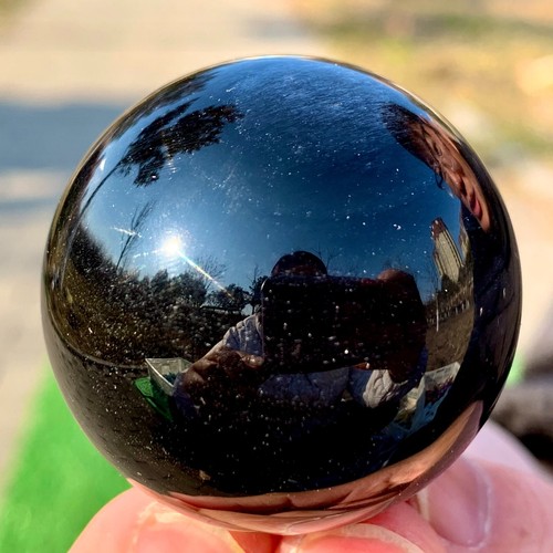 83G Natural Silver Black Obsidian Sphere Quartz Crystal Ball Healing - 第 1/22 張圖片
