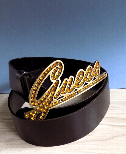 Cinturón GUESS 100% Cuero Dividido Marrón y Hebilla Metal Estrás Talla S (85) - Imagen 4 de 8