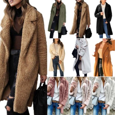 Women Long Teddy Bear Cardigan Coat 
