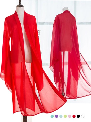 Hanfu Ancient Chinese Long Sleeve Shirts Chiffon Coat Dance Clothing Performance - Picture 4 of 26