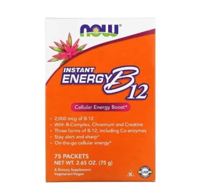 Now Foods Instant Energy B12, 2.000 mcg, 75 Päckchen, je 1 g - Bild 1 von 2