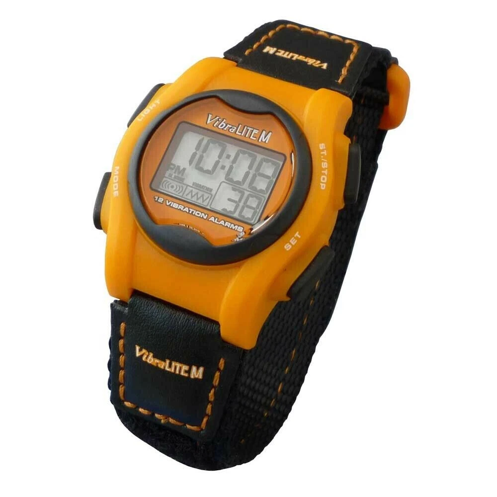 VibraLITE Mini 12 Alarm Vibration Watch Black Orange eBay