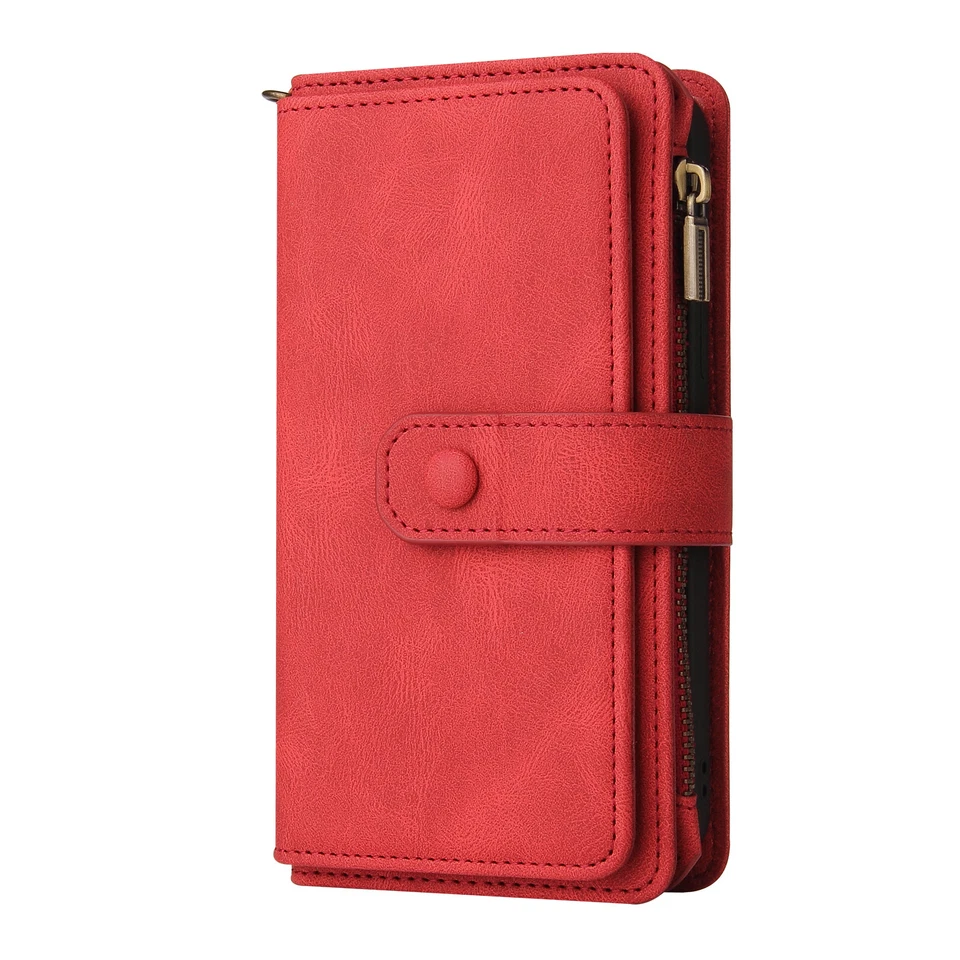 For iPhone 16 15 Pro Max 14/13/12/11 Luxury Zipper Wallet PU Leather Phone Case - Image 4 of 4
