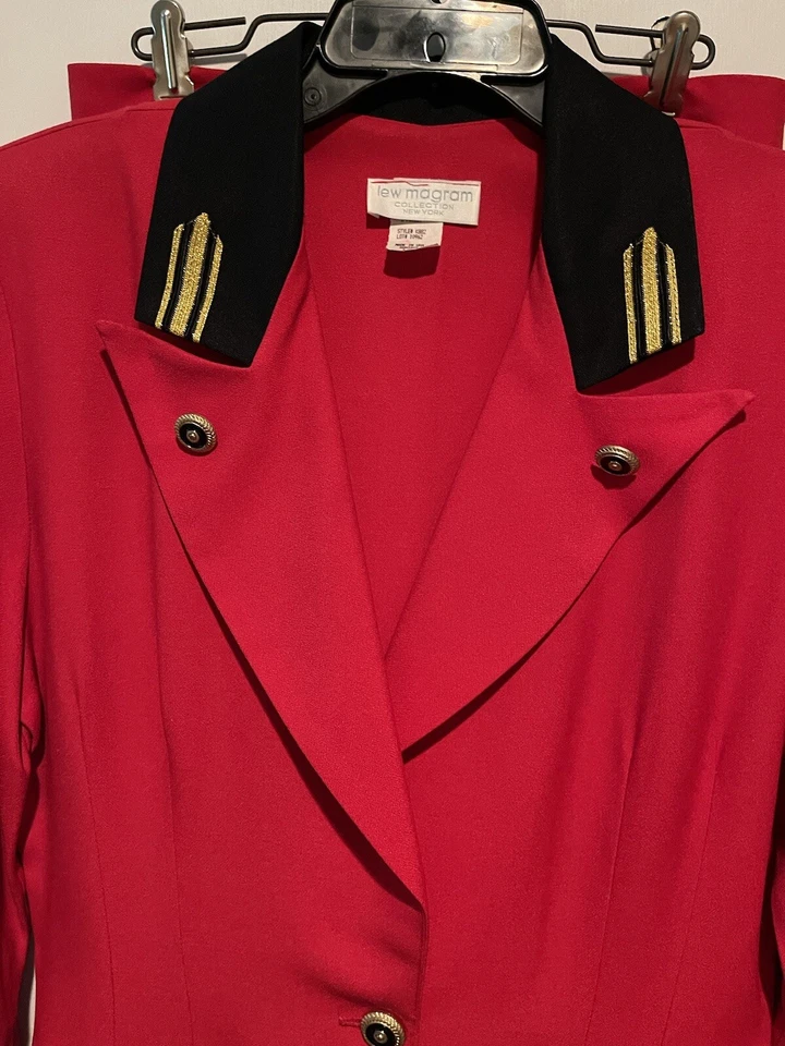 COLECCIÓN LEW MAGRAM Talla 12 PILOTOS CAPITÁN'S POWER ROJO PANTALÓN TRAJE AÑOS 80’S VINTAGE Foto 4 de 4