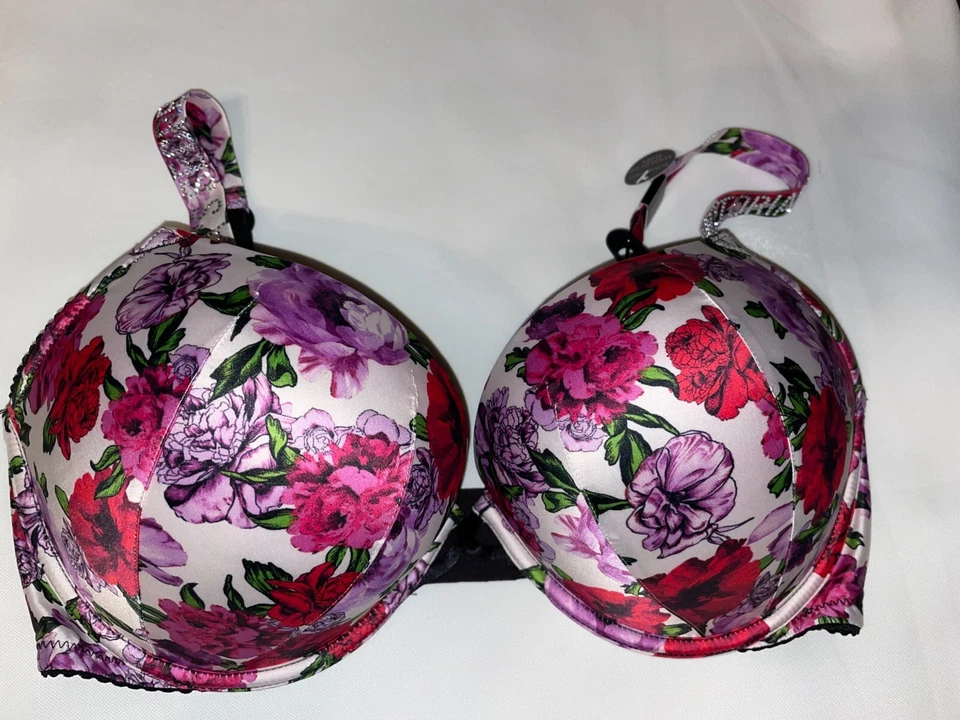 VICTORIA SECRET BOMBSHELL BRA ADD 2 CUP PLUNGE Super Push UP NEW Shine Strap - Image 2 of 4