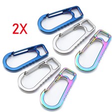 2pc Titanium Alloy Carabiner Spring Snap Hook Clip KeyChain Quick Release Buckle
