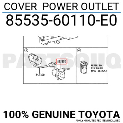 m 8553560110E0 Genuine Toyota COVER POWER OUTLET 85535-60110-E0