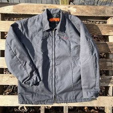 Gray Red Kap Mechanics Work Jacket Quilt Lined Full Zip XL
