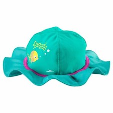 NEW Speedo Kids / Girls UV 50 Swim Bucket Hat w/ Strap  6-12 Months S/M