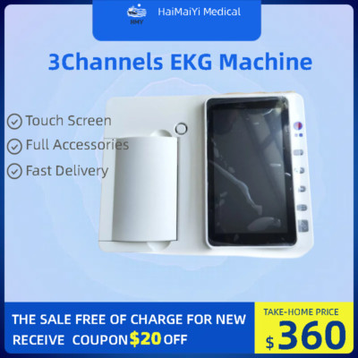 7inch touch screen Digital 3 Channel 12 Leads ECG/EKG Machine Electrocardiograph