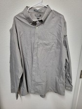 Eddie Bauer Shirt Mens 2XL Gray Striped Wrinkle Free Classic Fit Button Down