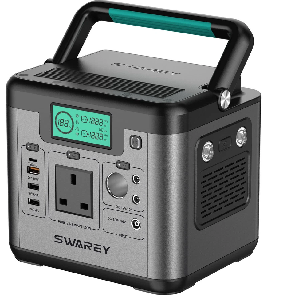 SWAREY Portable Power Station 518Wh 144000mAh Backup Lithium Battery Solar Generator