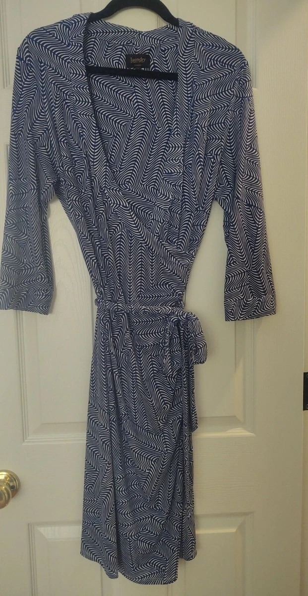 Laundry by Shelli Segal Women s Large Royal Blue And White Geometric Wrap Dress