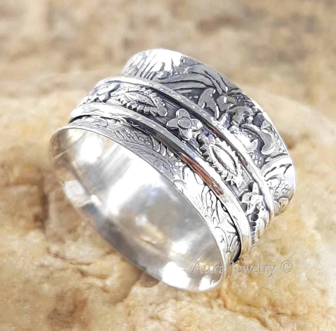 Unisex 925 Sterling Silver Spinner Ring Mothers Day Gift Jewelry