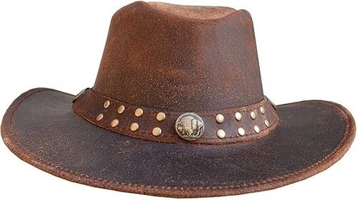 Steampunk Deadman Motociclista Sombrero Gótico Sombrero Dorado Cuero Sombrero NEGRO/BRN - Imagen 5 de 11