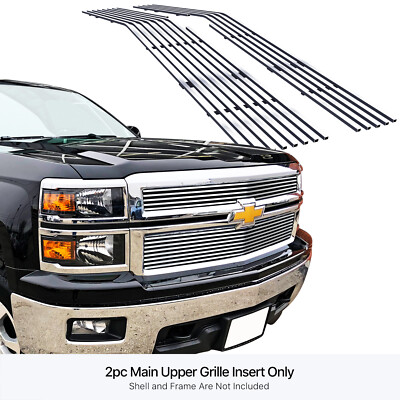 Chrome Grille Shell 07-on Chevy Silverado 1500 8mm Horizontal Aluminum