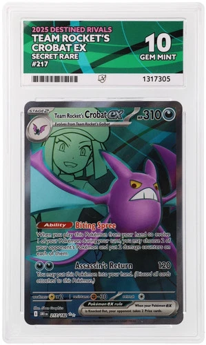 Team Rocket's Crobat EX 217/182 ACE Destined Rivals Pokemon ACE 10 Gem Mint