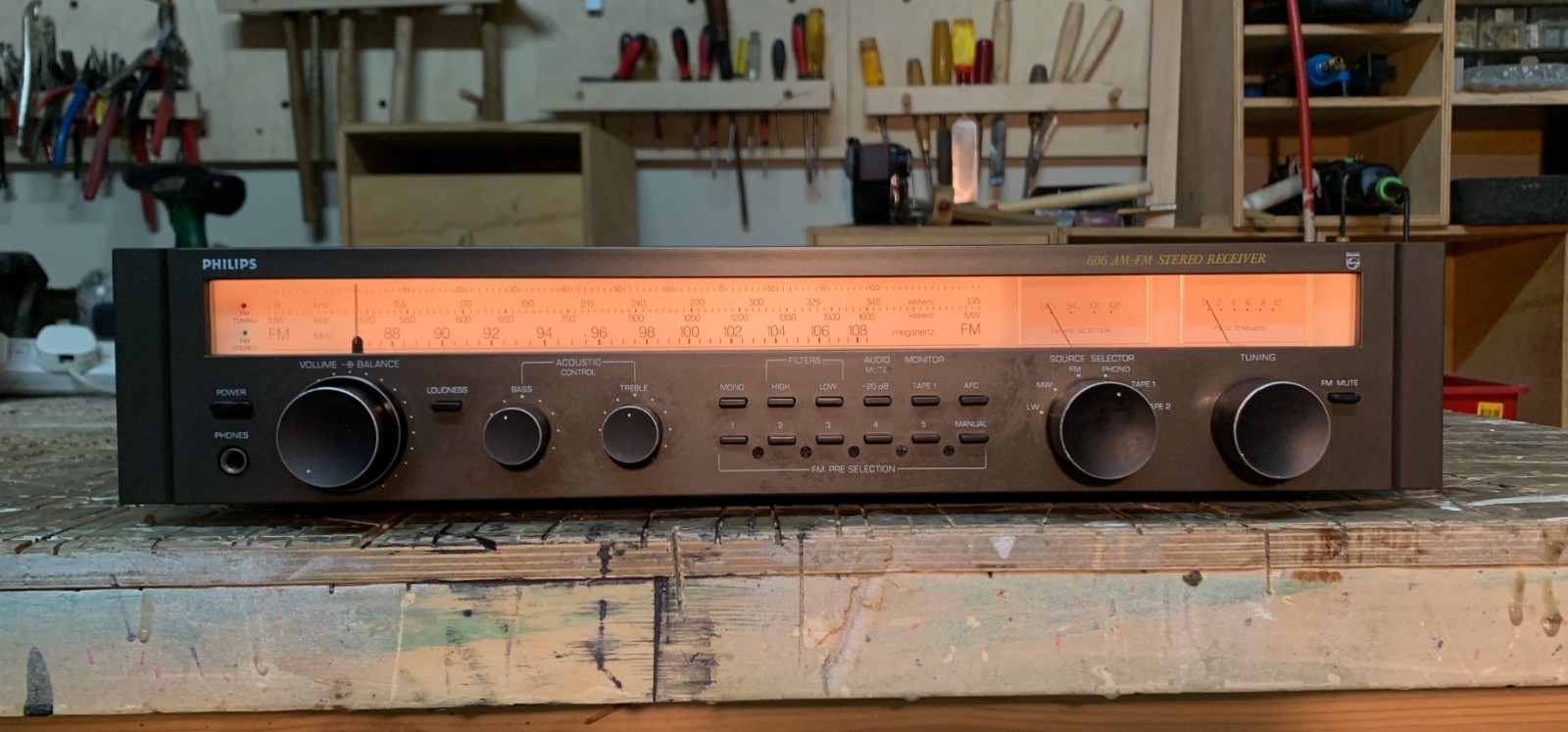Vintage Philips AH 606 Stereo Receiver. Spares or repairs