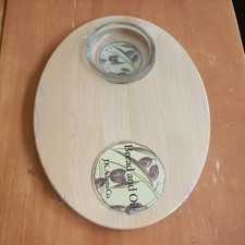 90s JK Adams Olive Bread & Oil Cutting Board W/Glass Insert, Made In USA SEALED