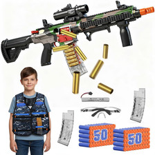 Automatic Toy Gun Shell Ejecting Sniper Rifle with Scope Tactical Vest Kit,Elect