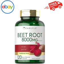 USDA Organic Extra Strength Beet Root 20:1 Extract 8000 mg Strength 120 Capsules
