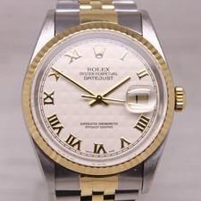 Vintage 1996 Rolex Datejust 16233 18k Steel Mens Watch Pyramid Dial Jubilee Box