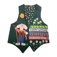 Vtg Easter Spring Themed Vest Womens L/XL Tea...