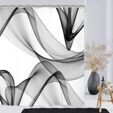 Black White Gray Shower Curtain Set 60Wx71H Inches Abstract Modern Contemporary