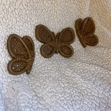 Vintage Burwood Brown Butterflies Made In The USA Set of 3