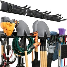 TIDYME Garage Tool Organizer 48" Carbon Steel with 3 Racks & 6 Hooks, Black