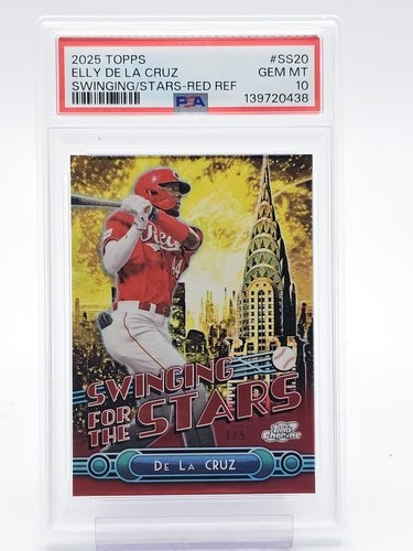ELLY DE LA CRUZ 2025 TOPPS CHROME SWINGING STARS RED /5 #SS-20 PSA 10 Q6530