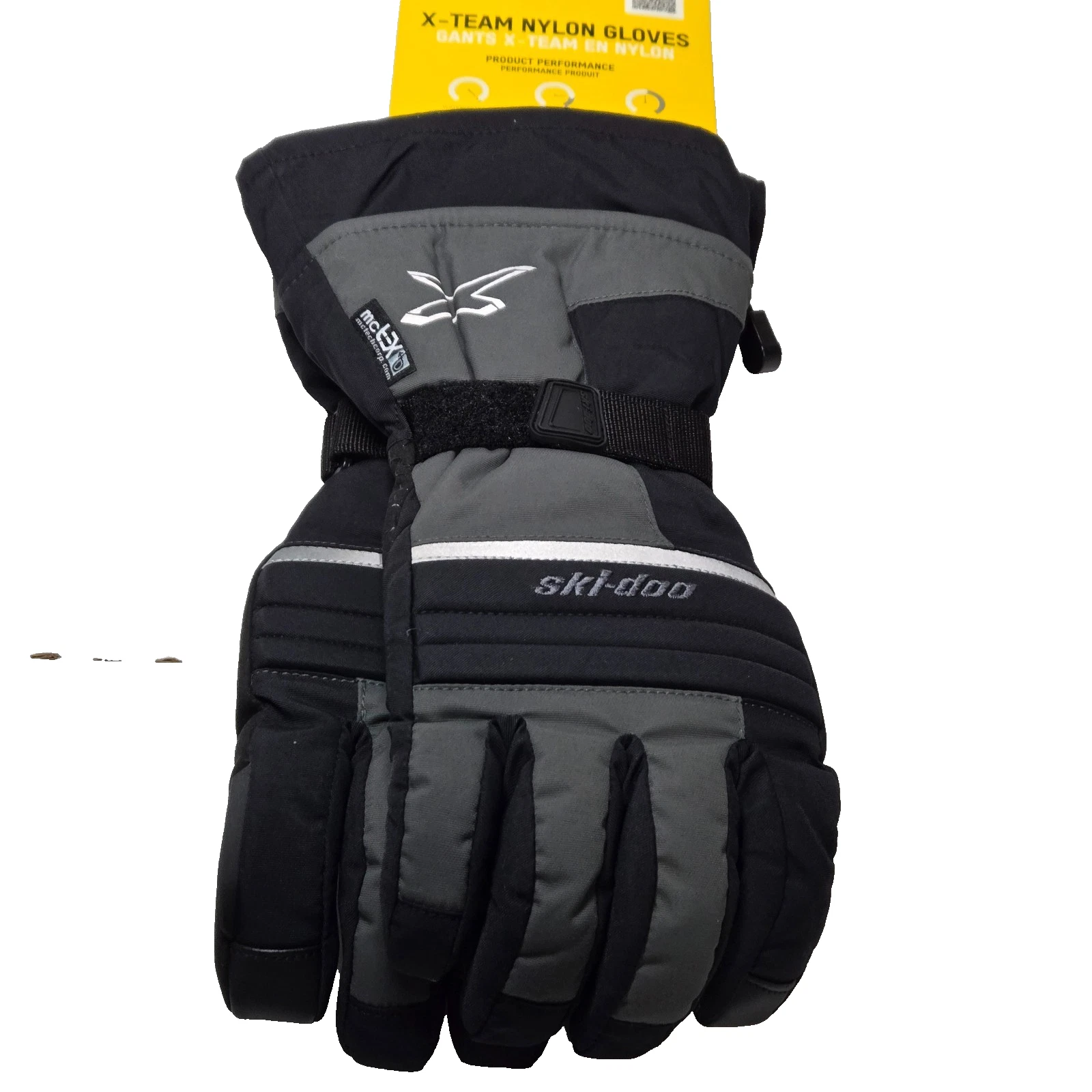 BRP Ski-Doo Men's Insulated Nylon X-Team Ski Snow Winter Gloves Gray Black M
