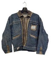 Guess USA Vintage Denim Jacket Brown Leather ...