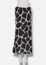 Valentino Women's Black White Animal Print Long Crepe Skirt Size 40