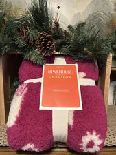 Opalhouse Jungalow Pink Icon Sherpa Throw Blanket