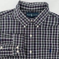 Ralph Lauren Classic Fit Plaid Cotton Button Down Long Sleeve Shirt Mens L 16.5